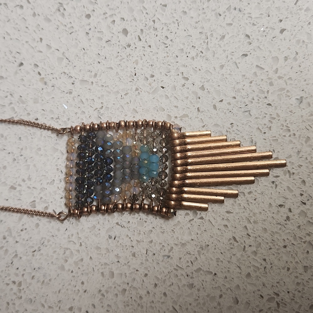 Maurices Rustic Rosegold Beaded Boho Fashion Necklace